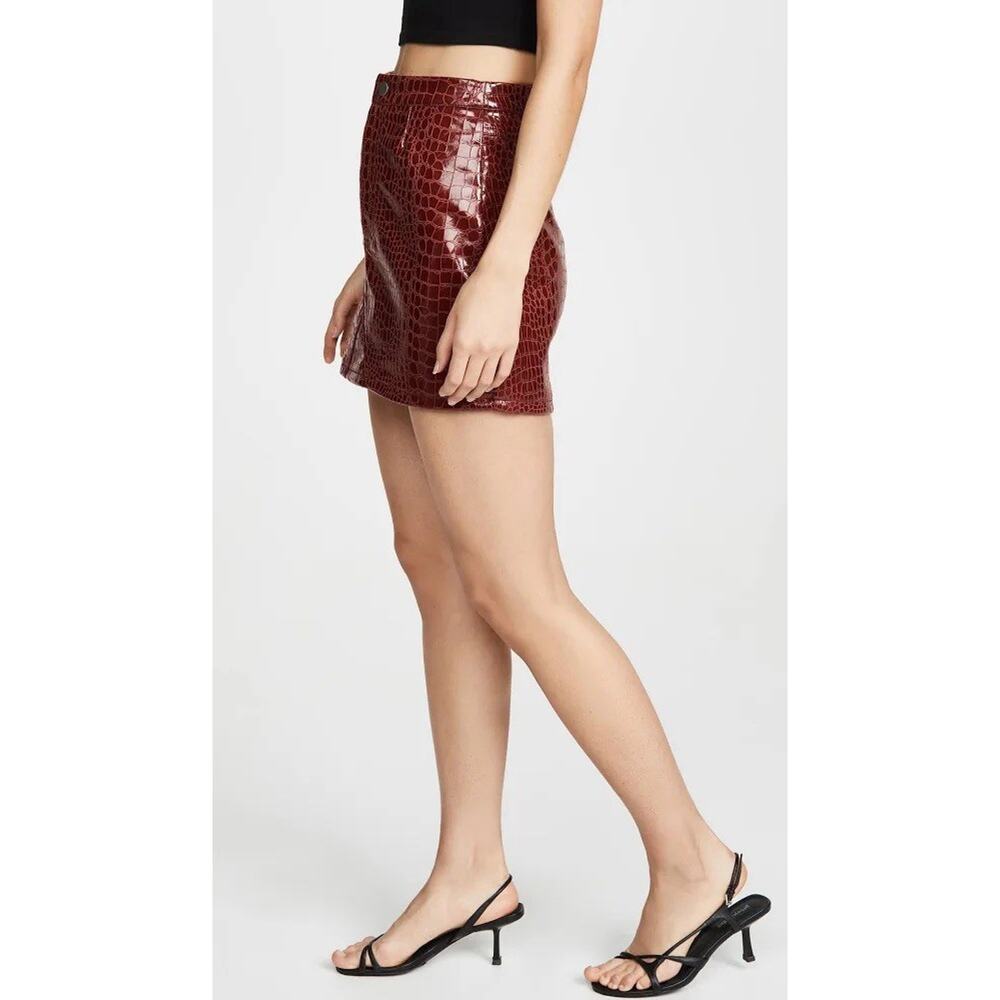 I.AM.GIA Red Faux Crocodile Mini Skirt Size Medium